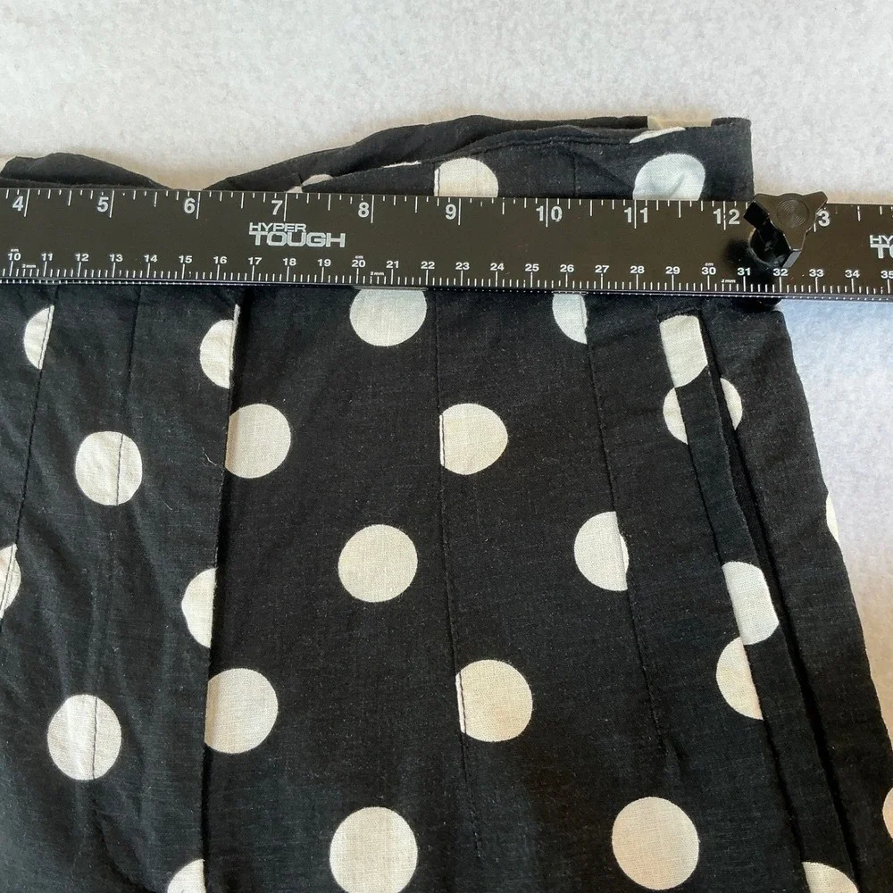 Zara Polka Dot Trousers Women XS Black White Linen Blend High‎ Rise Straight Leg